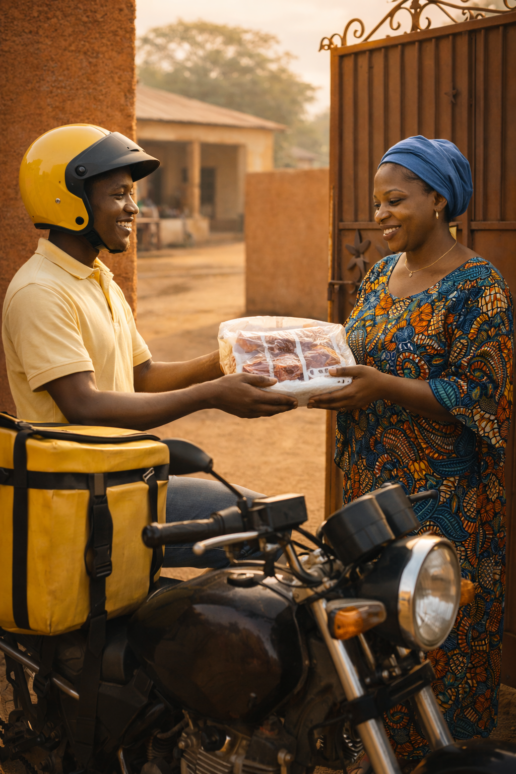 Livestock delivery via motorcycle in West Africa