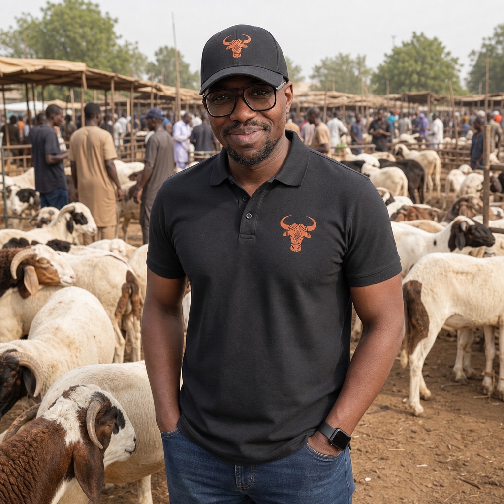 Moctar Kané, Founder of Garabaly, at a livestock market in Mali